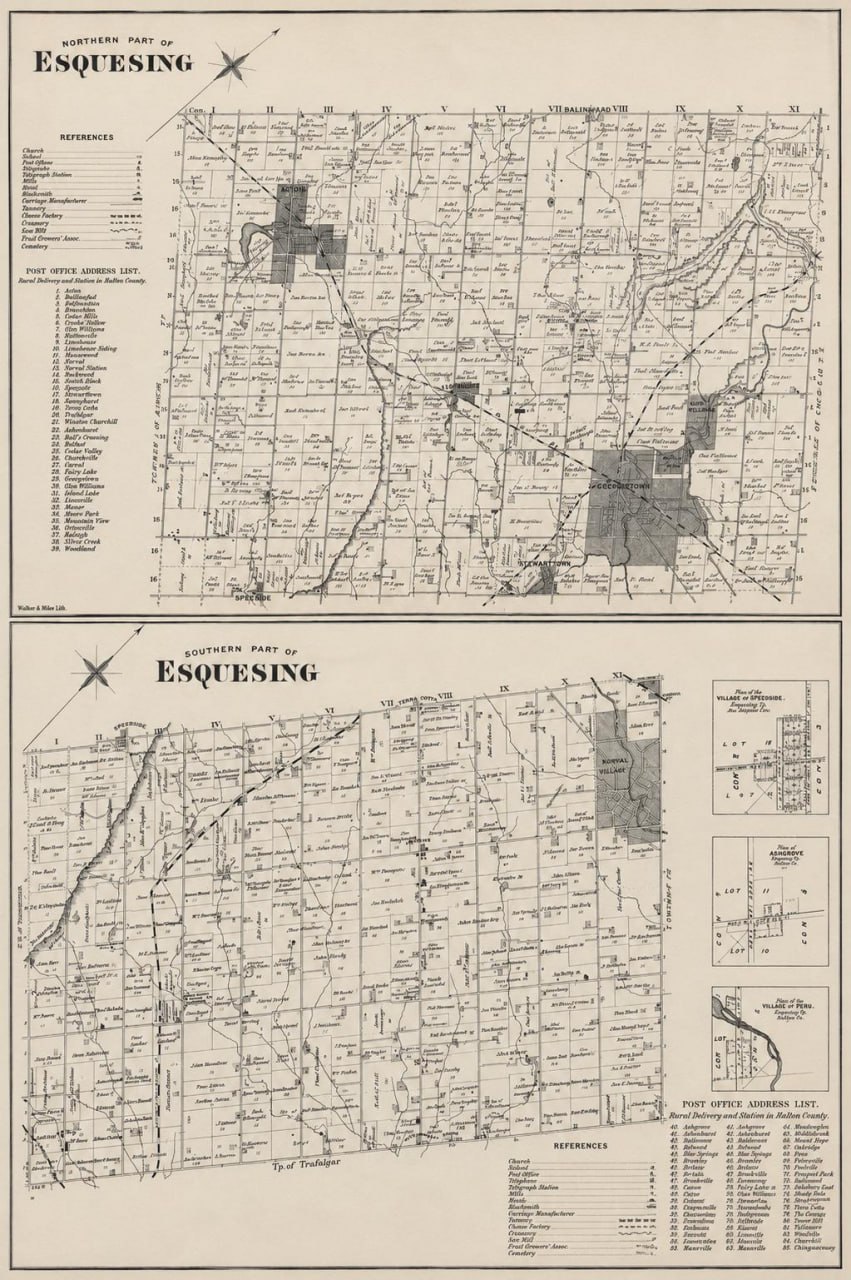 1877 map of Esquesing Township, Halton County